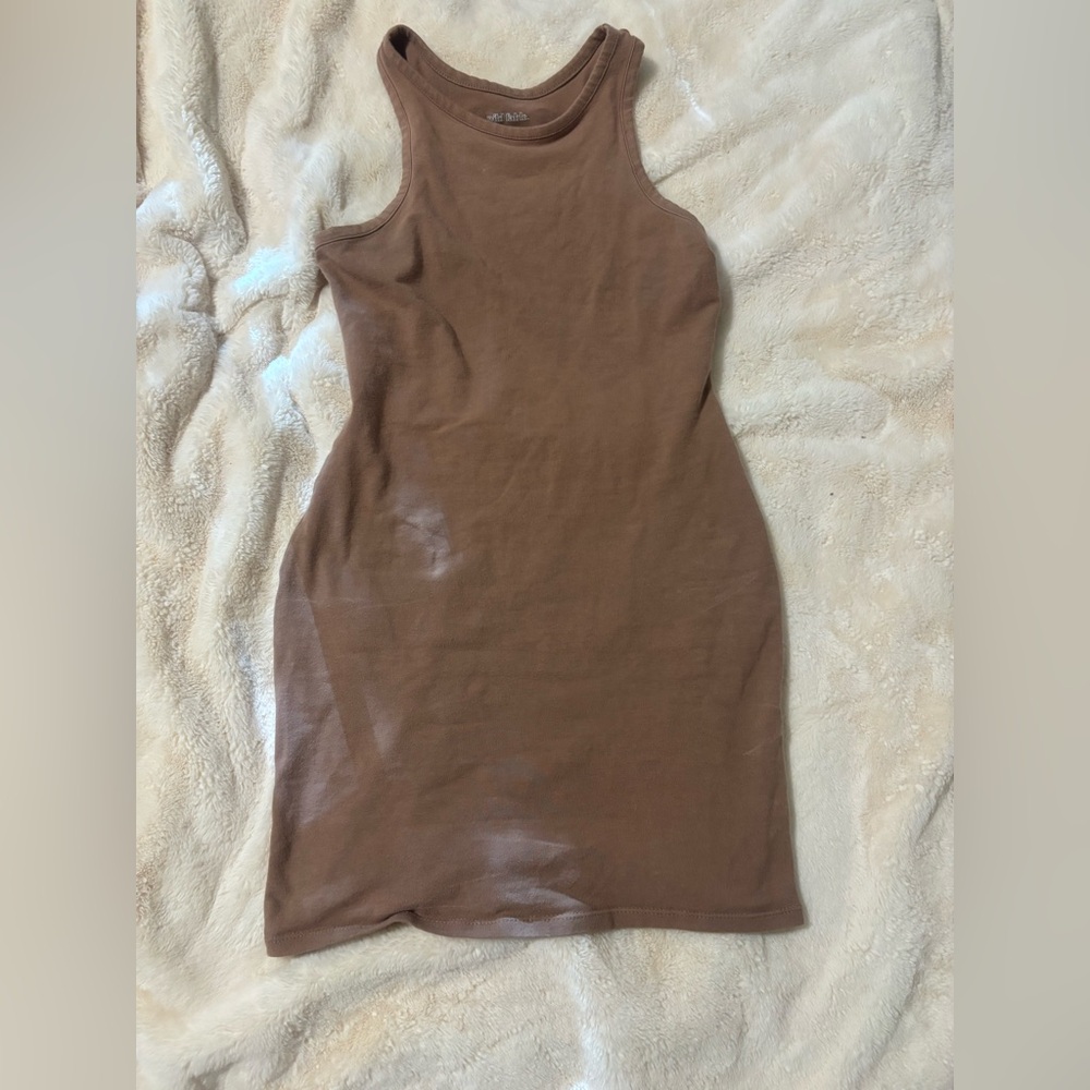 Brown Sleeveless Bodycon Dress